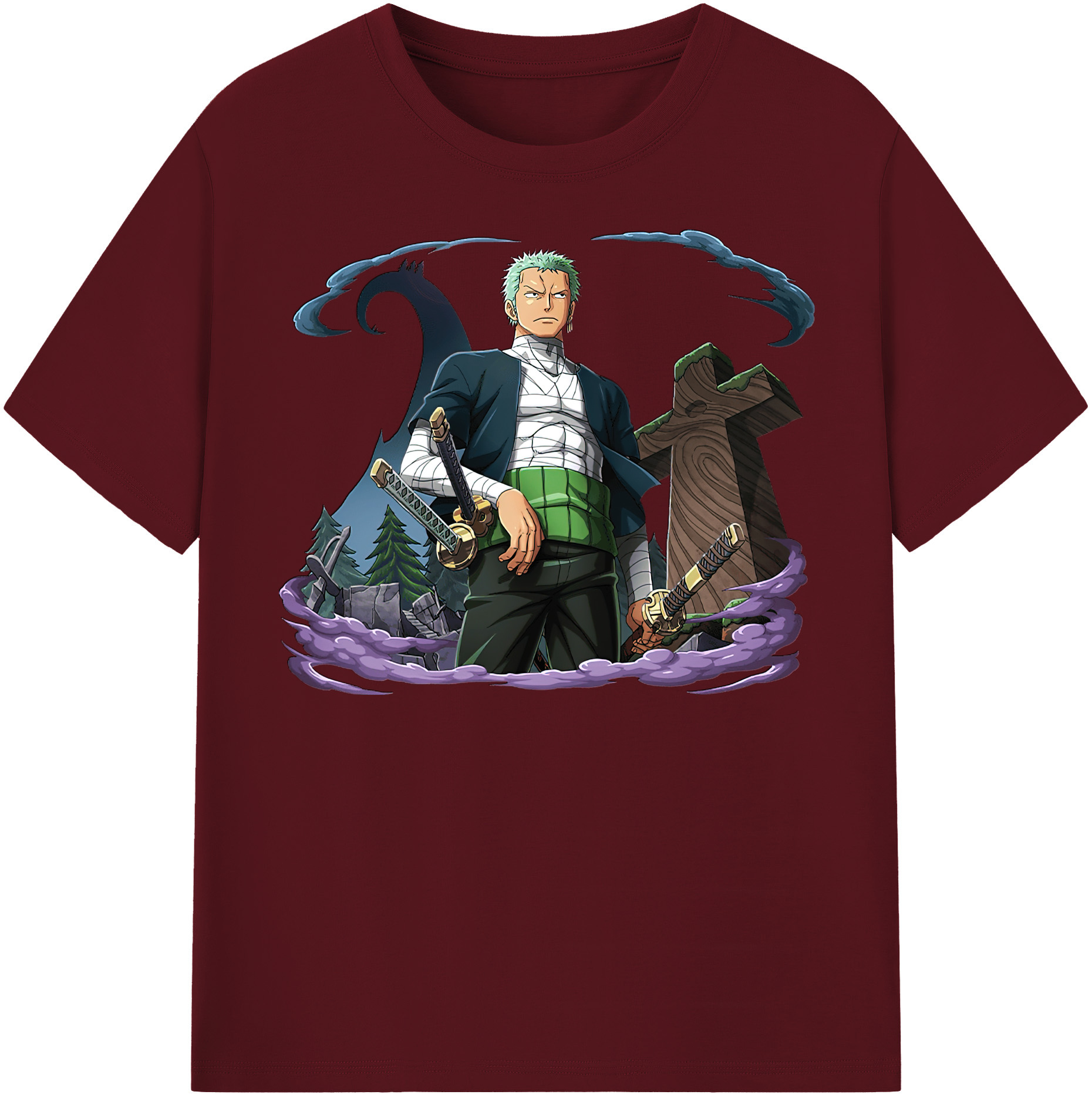 ワンピース ロロノア・ゾロ ONE PIECE Roronoa Zoro 綿100％半袖Tシャツ（フロントプリント）